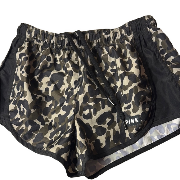 PINK Victoria's Secret Pants - PINK Victoria's Secret Black and Green Camo Athletic Shorts Moisture-Wicking